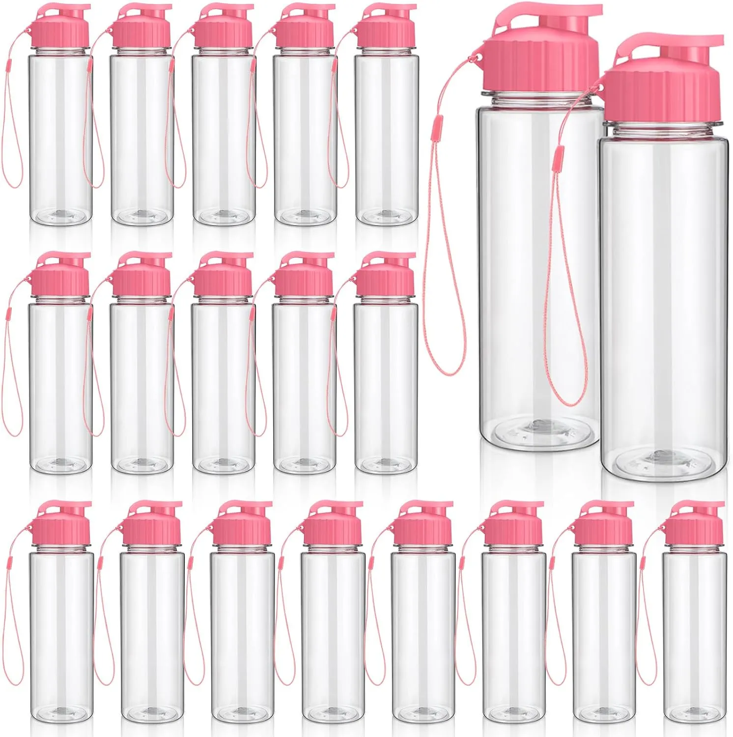 Mifoci 20 Pieces Water Bottle Bulk 17 oz Plastic Water Bottles Bulk Gym Sports Adults Reusable Large Bottles with Leak Proof Flip Top for Party Outdoor(Rose Red)