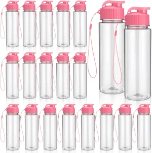 Mifoci 20 Pieces Water Bottle Bulk 17 oz Plastic Water Bottles Bulk Gym Sports Adults Reusable Large Bottles with Leak Proof Flip Top for Party Outdoor(Rose Red)