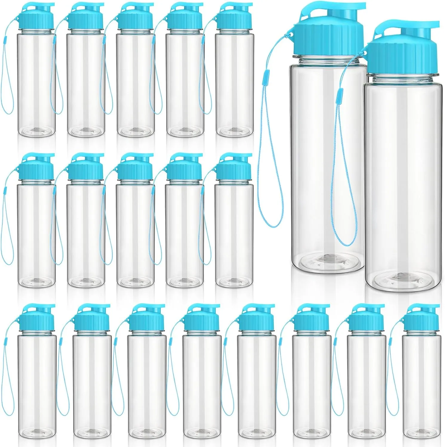 Mifoci 20 Pieces Water Bottle Bulk 17 oz Plastic Water Bottles Bulk Gym Sports Adults Reusable Large Bottles with Leak Proof Flip Top for Party Outdoor(Sky Blue)