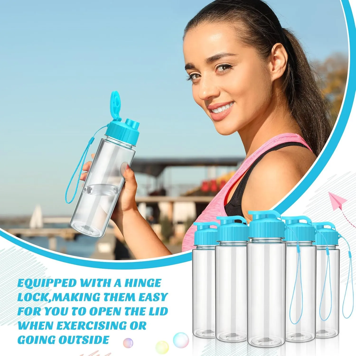 Mifoci 20 Pieces Water Bottle Bulk 17 oz Plastic Water Bottles Bulk Gym Sports Adults Reusable Large Bottles with Leak Proof Flip Top for Party Outdoor(Sky Blue)