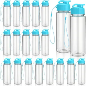 Mifoci 20 Pieces Water Bottle Bulk 17 oz Plastic Water Bottles Bulk Gym Sports Adults Reusable Large Bottles with Leak Proof Flip Top for Party Outdoor(Sky Blue)