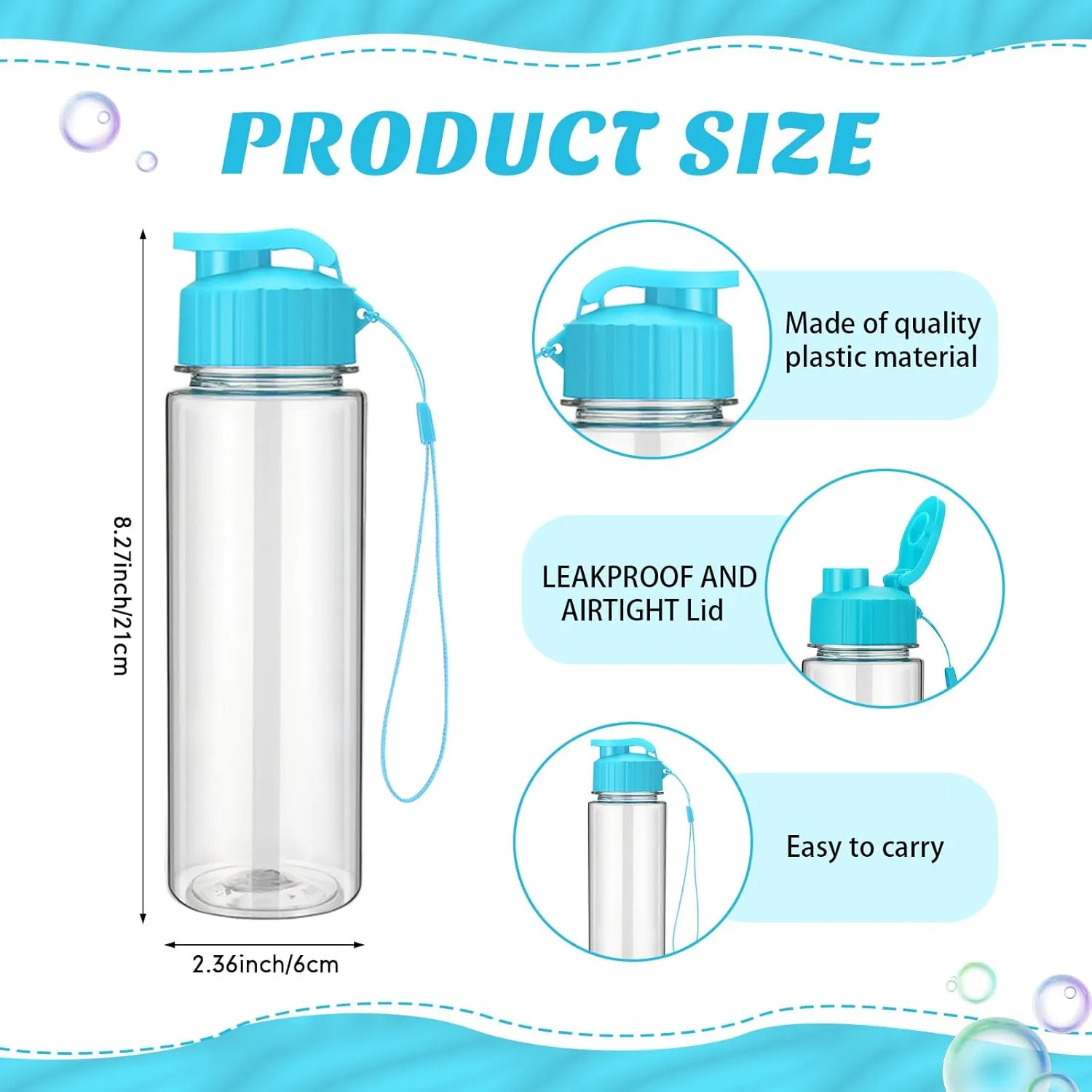 Mifoci 20 Pieces Water Bottle Bulk 17 oz Plastic Water Bottles Bulk Gym Sports Adults Reusable Large Bottles with Leak Proof Flip Top for Party Outdoor(Sky Blue)