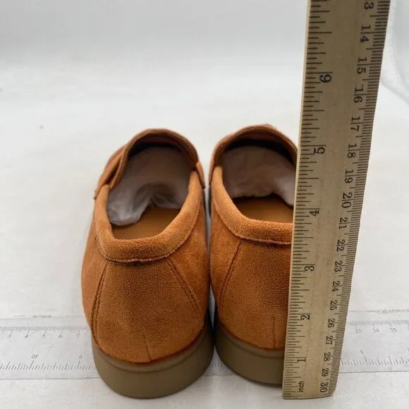 Milooey shoes Women's Round Toe Flat Loafers Comfort Slip On Moccasins Brown