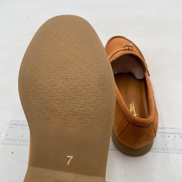 Milooey shoes Women's Round Toe Flat Loafers Comfort Slip On Moccasins Brown