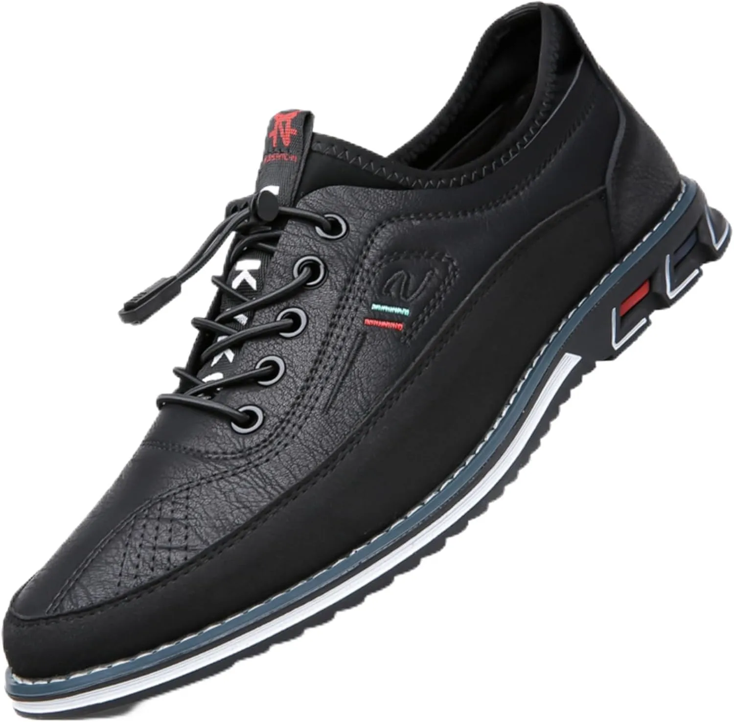 Moodeng Mens Dress Shoes Leather Causal Oxfords Lightweight Formal Business Shoes Adjustable Lacing Derby Shoes Comfortable Walking Loafers