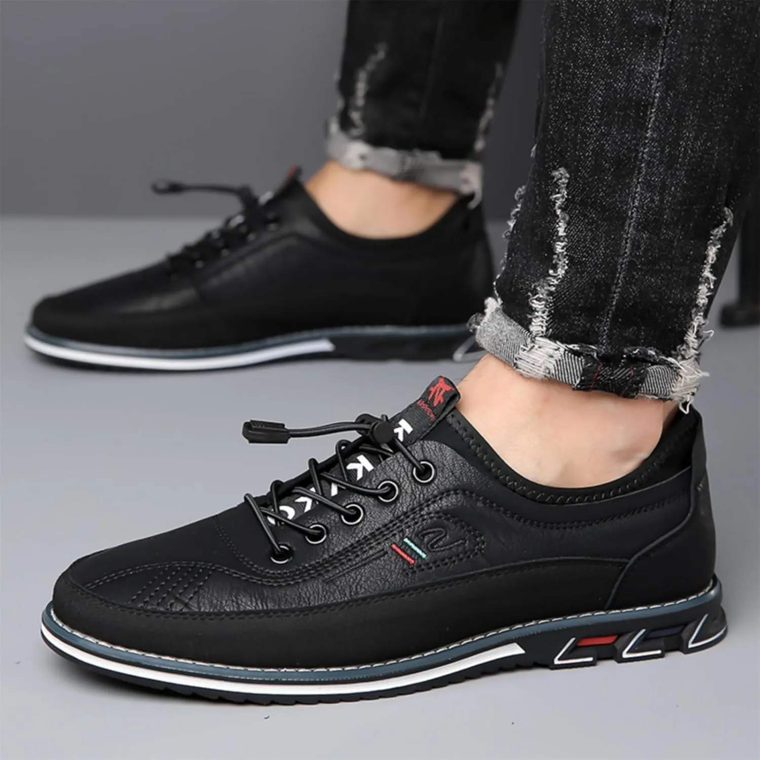 Moodeng Mens Dress Shoes Leather Causal Oxfords Lightweight Formal Business Shoes Adjustable Lacing Derby Shoes Comfortable Walking Loafers