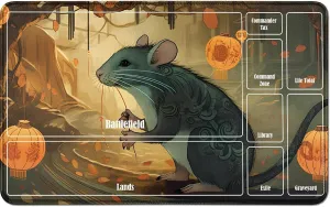 MTG Card Playmat 24 X 14 Inch, Stitched for Commander Board RPG CCG Game Magic The Gathering, TCG Desk Mat for Card Game Playing Accessories, Lantern Mouse