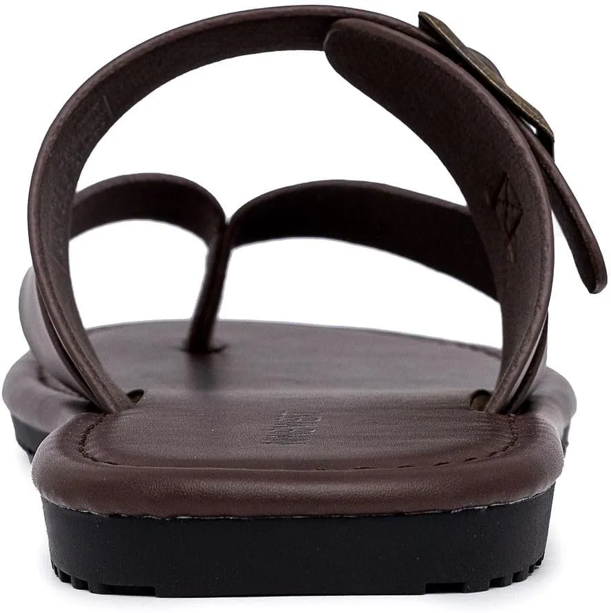 Nine West Mens Vegan Leather Flip Flops Slides Slipper with Adjustable Buckle Strap Band-Cushioned Footbed and Lightweight for Outdoor Indoor Beach Summer-Chanson
