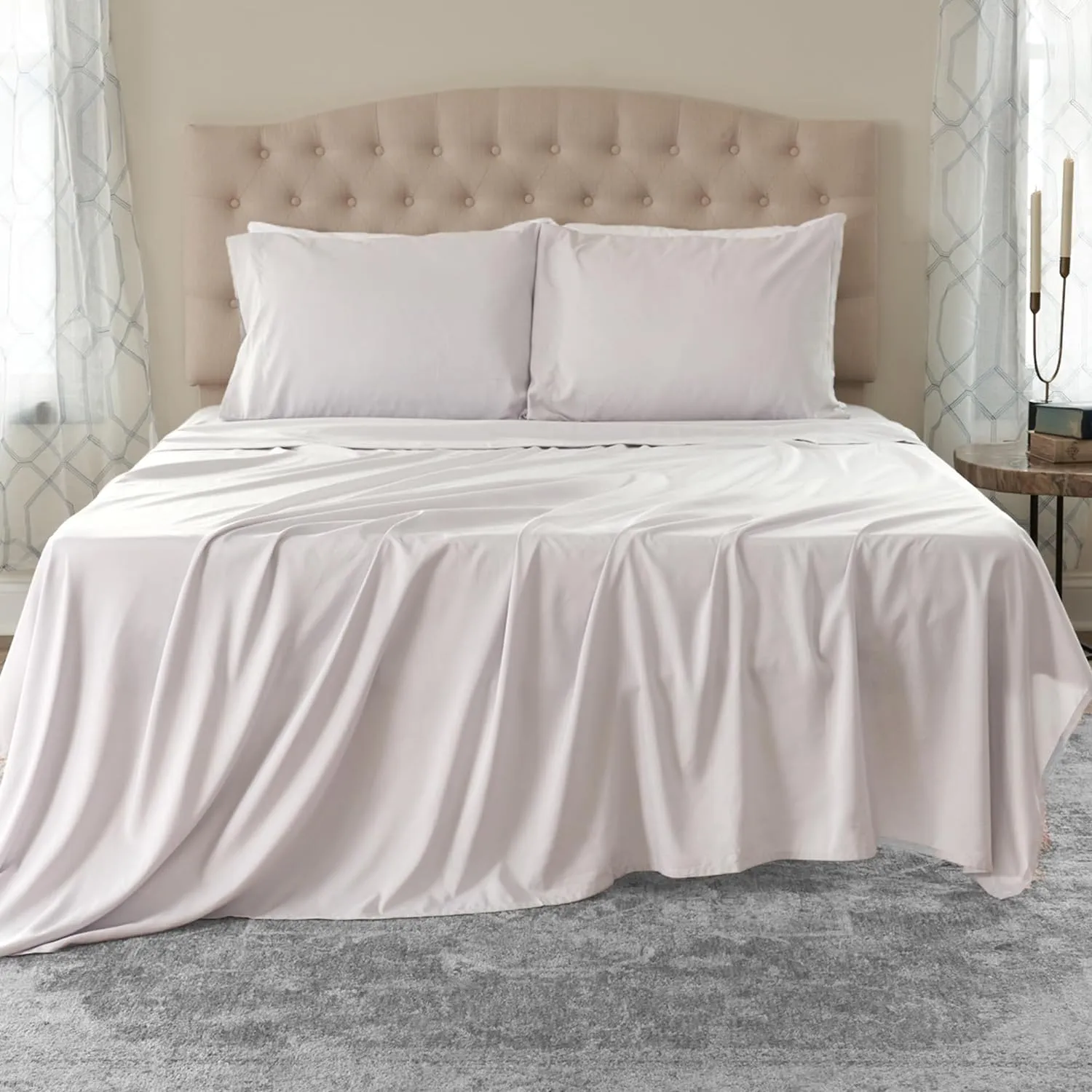Northwest Ashford Home Essentials Bedding, 4 Piece Full Size Sheet Set, Optical White