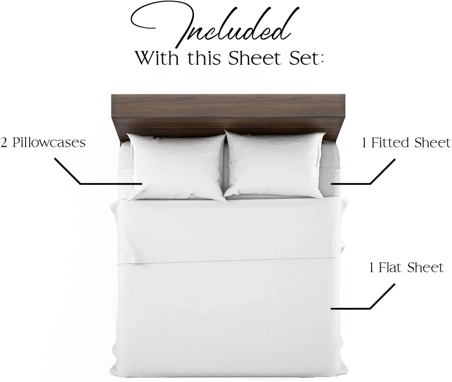 Northwest Ashford Home Essentials Bedding, 4 Piece Full Size Sheet Set, Optical White