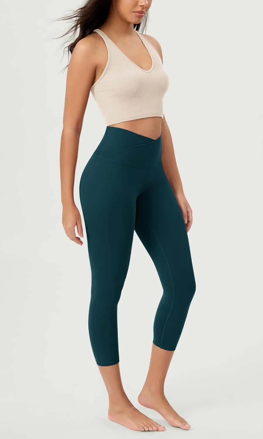 ODODOS Women's Crossover Leggings with Back Pocket, 23" / 25" / 28" Buttery Soft V High Wasit Lounge Yoga Pants