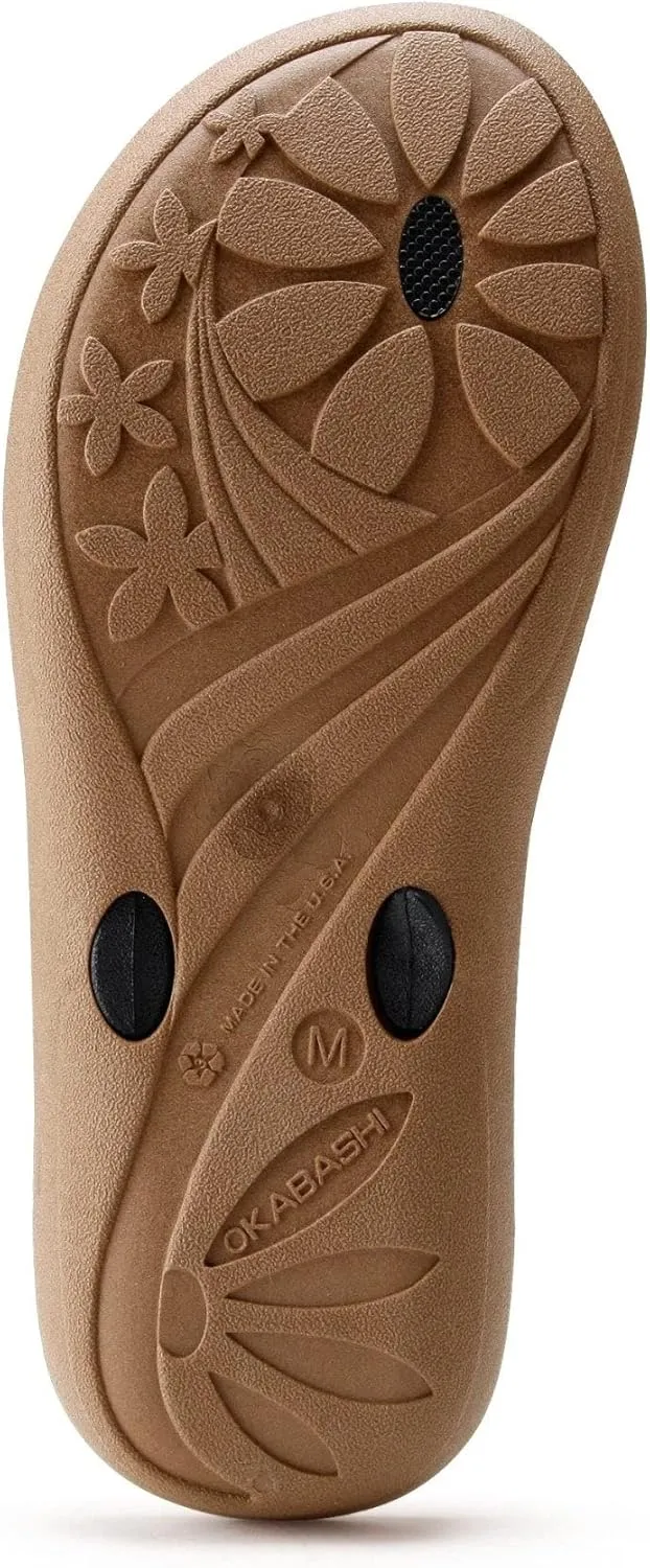 OKABASHI Women's Baha Flip Flop | Contoured Footbed w/Arch Support for All-Day Comfort | Slip-Resistant & Waterproof | Sustainably Made in The USA