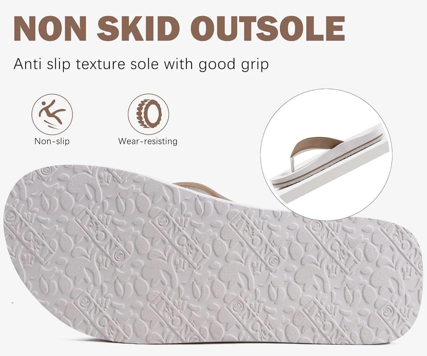 ONCAI Men's Flip Flops Summer Beach Fashion Yoga Mat Thong Sandals with Non-slip Outdoor Cushion Rubber Soles