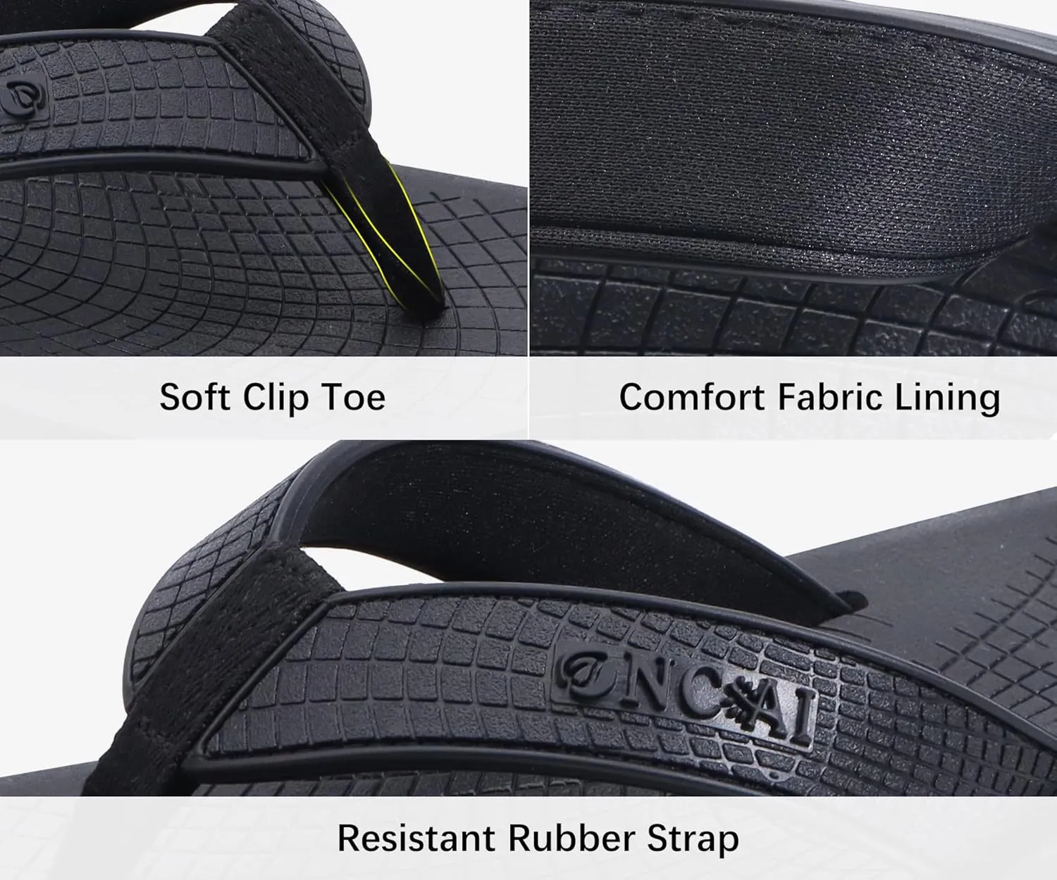ONCAI Men's Flip Flops Summer Beach Fashion Yoga Mat Thong Sandals with Non-slip Outdoor Cushion Rubber Soles