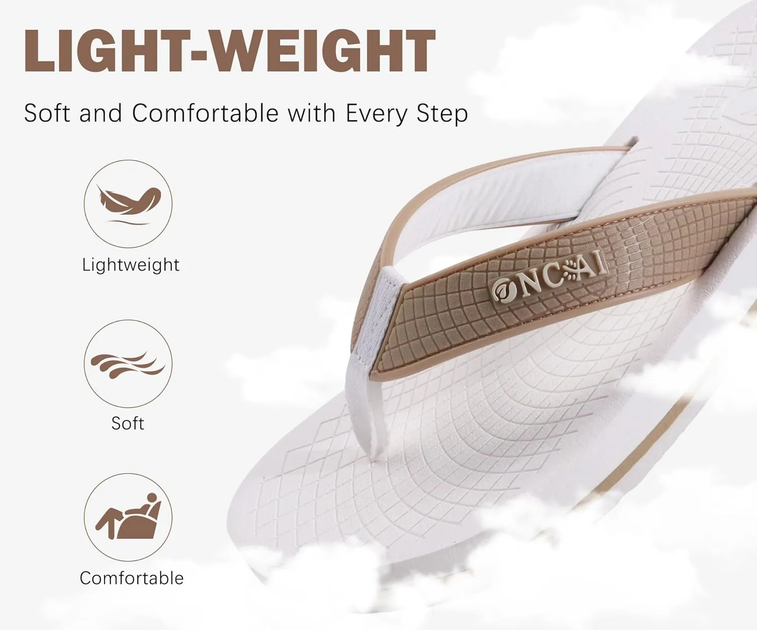 ONCAI Men's Flip Flops Summer Beach Fashion Yoga Mat Thong Sandals with Non-slip Outdoor Cushion Rubber Soles