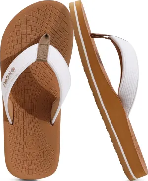 ONCAI Men's Flip Flops Summer Beach Fashion Yoga Mat Thong Sandals with Non-slip Outdoor Cushion Rubber Soles