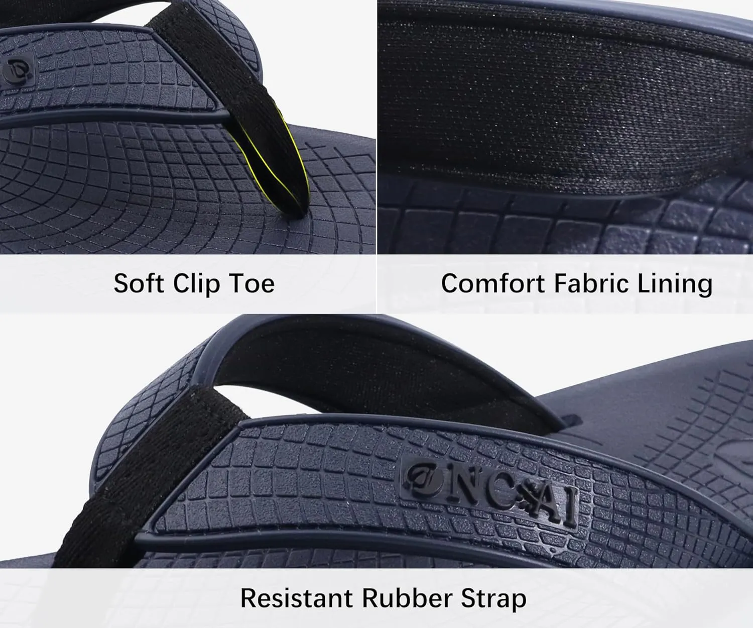 ONCAI Men's Flip Flops Summer Beach Fashion Yoga Mat Thong Sandals with Non-slip Outdoor Cushion Rubber Soles