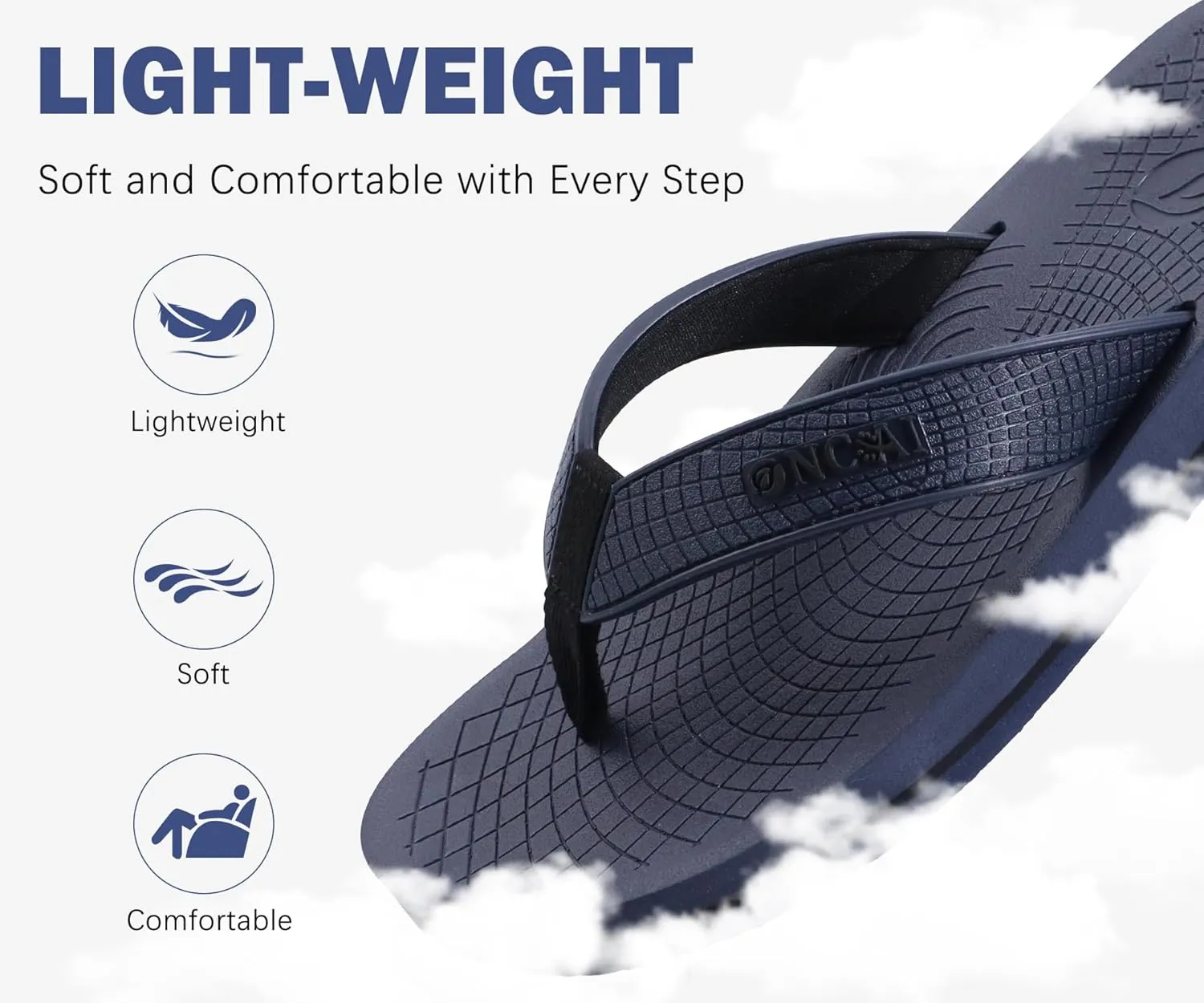 ONCAI Men's Flip Flops Summer Beach Fashion Yoga Mat Thong Sandals with Non-slip Outdoor Cushion Rubber Soles