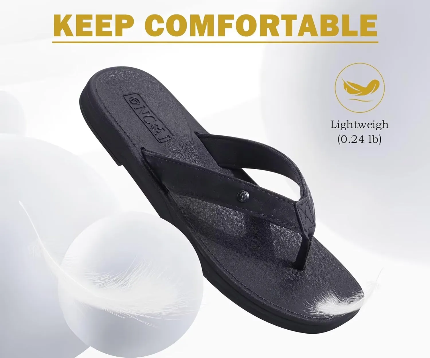 ONCAI Womens Cushion Flip Flops Women's Soft Comfortable Flip Flop Fashion Summer Beach Cute Lightweight Sandals for Woman Size 6-11