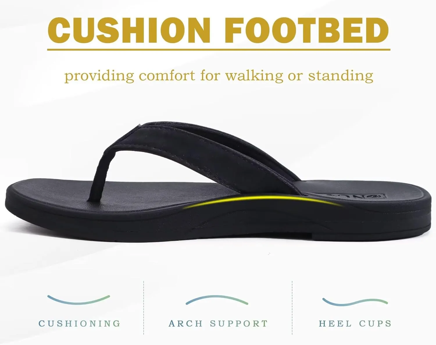 ONCAI Womens Cushion Flip Flops Women's Soft Comfortable Flip Flop Fashion Summer Beach Cute Lightweight Sandals for Woman Size 6-11
