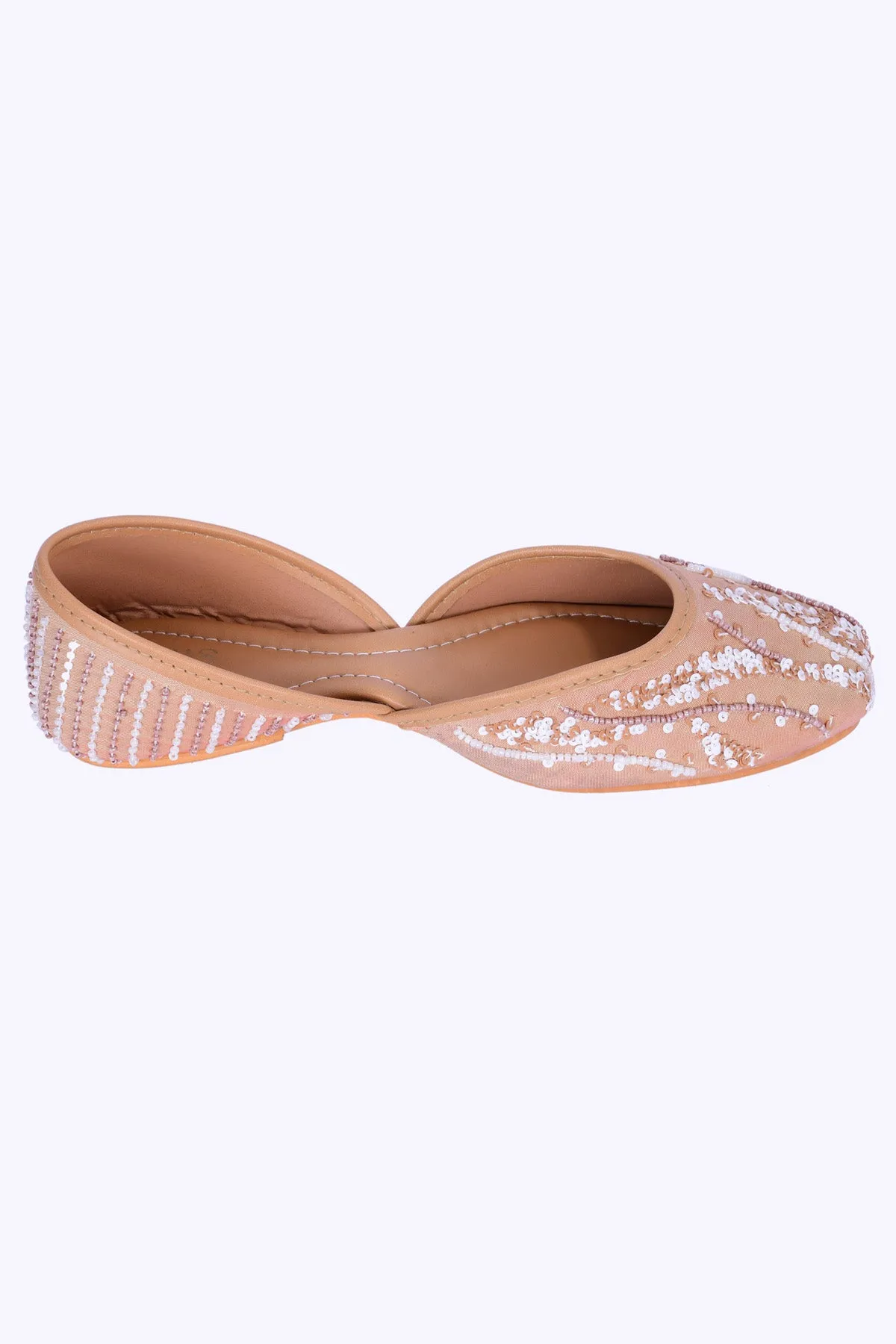 Orange Sequins Embroidered Jutti