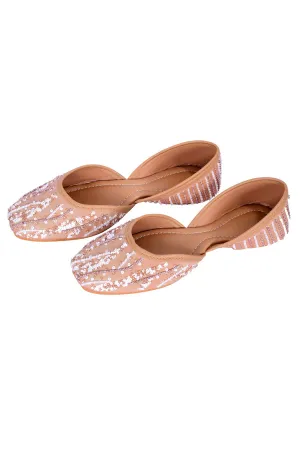 Orange Sequins Embroidered Jutti