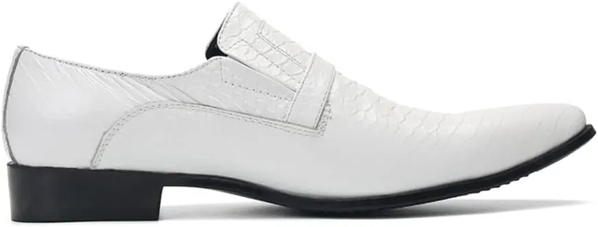 Oxford Shoes for Men Flat Heel Slip On for Club Genuine Leather