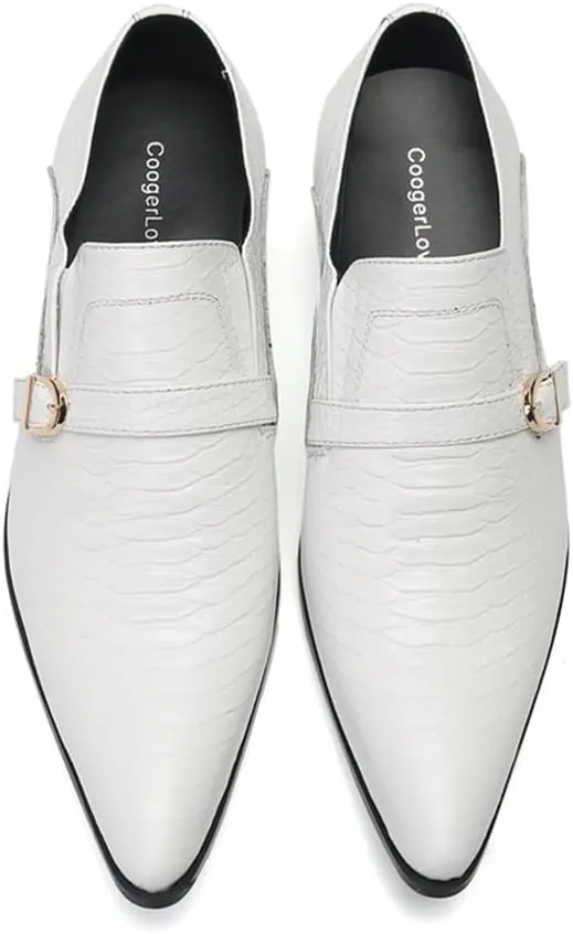 Oxford Shoes for Men Flat Heel Slip On for Club Genuine Leather
