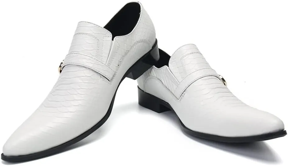 Oxford Shoes for Men Flat Heel Slip On for Club Genuine Leather