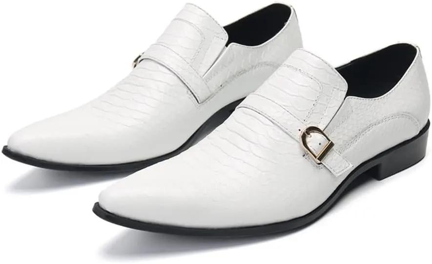 Oxford Shoes for Men Flat Heel Slip On for Club Genuine Leather