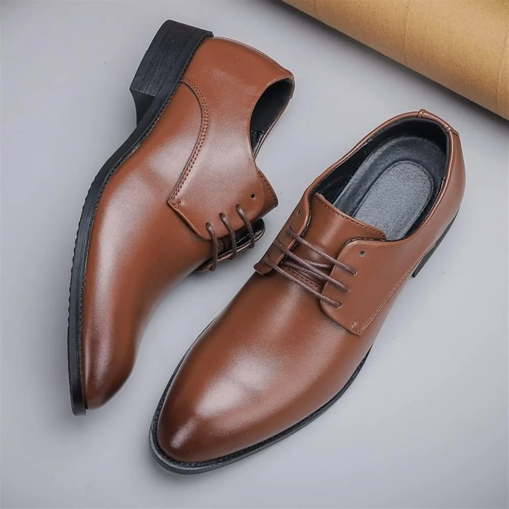 Oxford Shoes for Men Lace Up Vegan Leather Solid Derby Shoes Low Top Block Heel Rubber Sole Anti-Slip Non Slip Party Suitable for Many Occasions