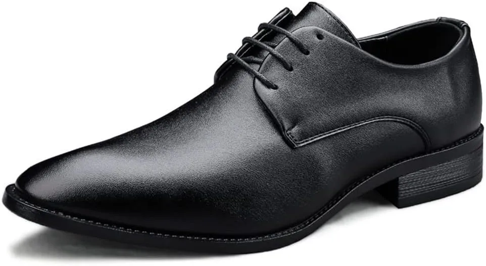 Oxford Shoes for Men Lace Up Vegan Leather Solid Derby Shoes Low Top Block Heel Rubber Sole Anti-Slip Non Slip Party Suitable for Many Occasions