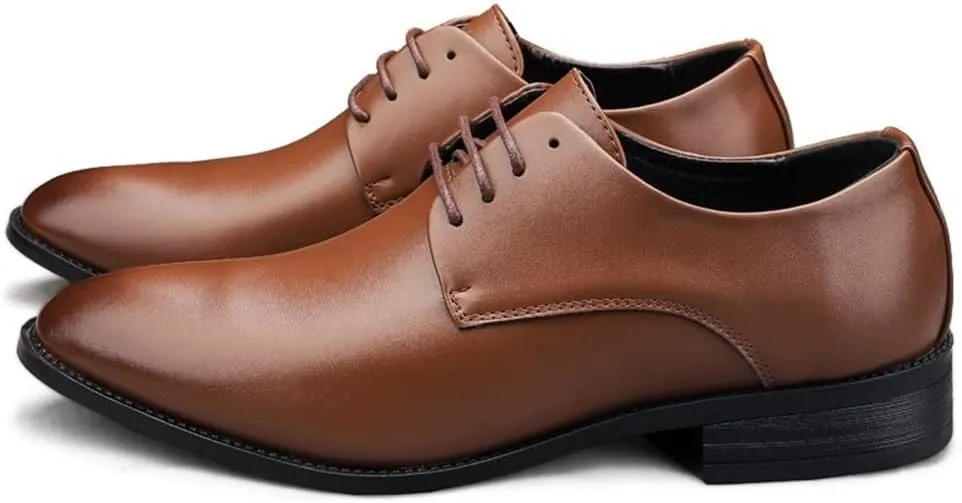 Oxford Shoes for Men Lace Up Vegan Leather Solid Derby Shoes Low Top Block Heel Rubber Sole Anti-Slip Non Slip Party Suitable for Many Occasions