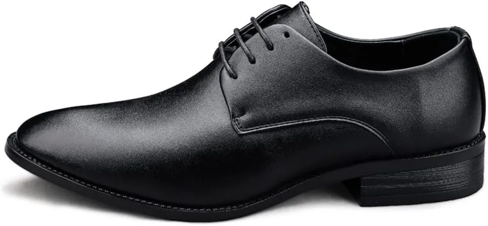 Oxford Shoes for Men Lace Up Vegan Leather Solid Derby Shoes Low Top Block Heel Rubber Sole Anti-Slip Non Slip Party Suitable for Many Occasions