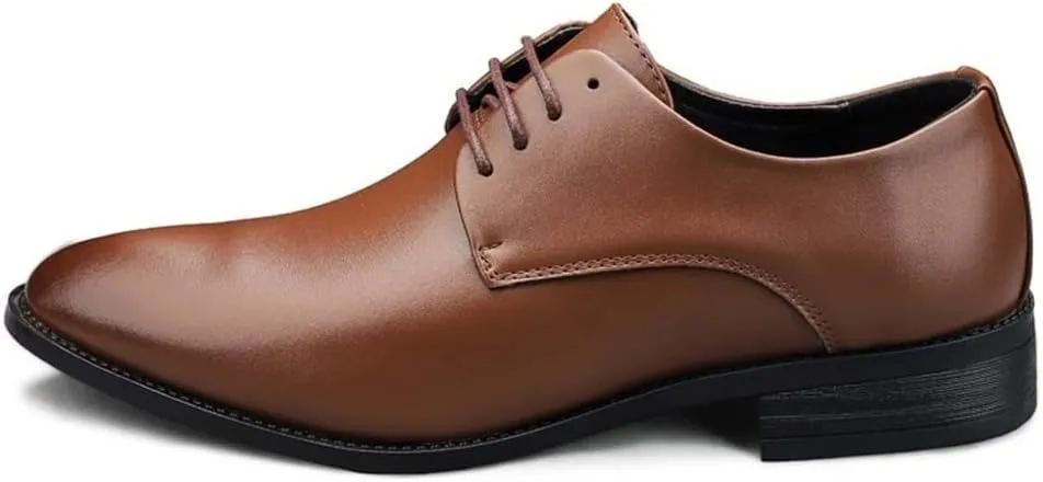 Oxford Shoes for Men Lace Up Vegan Leather Solid Derby Shoes Low Top Block Heel Rubber Sole Anti-Slip Non Slip Party Suitable for Many Occasions