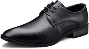 Oxford Shoes for Men Lace Up Vegan Leather Solid Derby Shoes Low Top Block Heel Rubber Sole Anti-Slip Non Slip Party Suitable for Many Occasions
