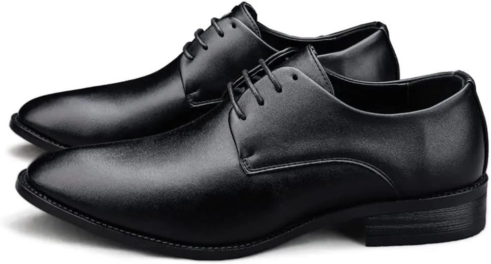 Oxford Shoes for Men Lace Up Vegan Leather Solid Derby Shoes Low Top Block Heel Rubber Sole Anti-Slip Non Slip Party Suitable for Many Occasions