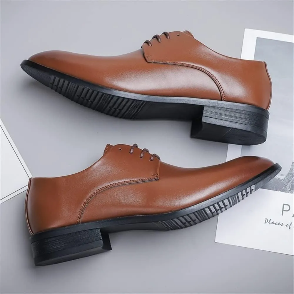 Oxford Shoes for Men Lace Up Vegan Leather Solid Derby Shoes Low Top Block Heel Rubber Sole Anti-Slip Non Slip Party Suitable for Many Occasions