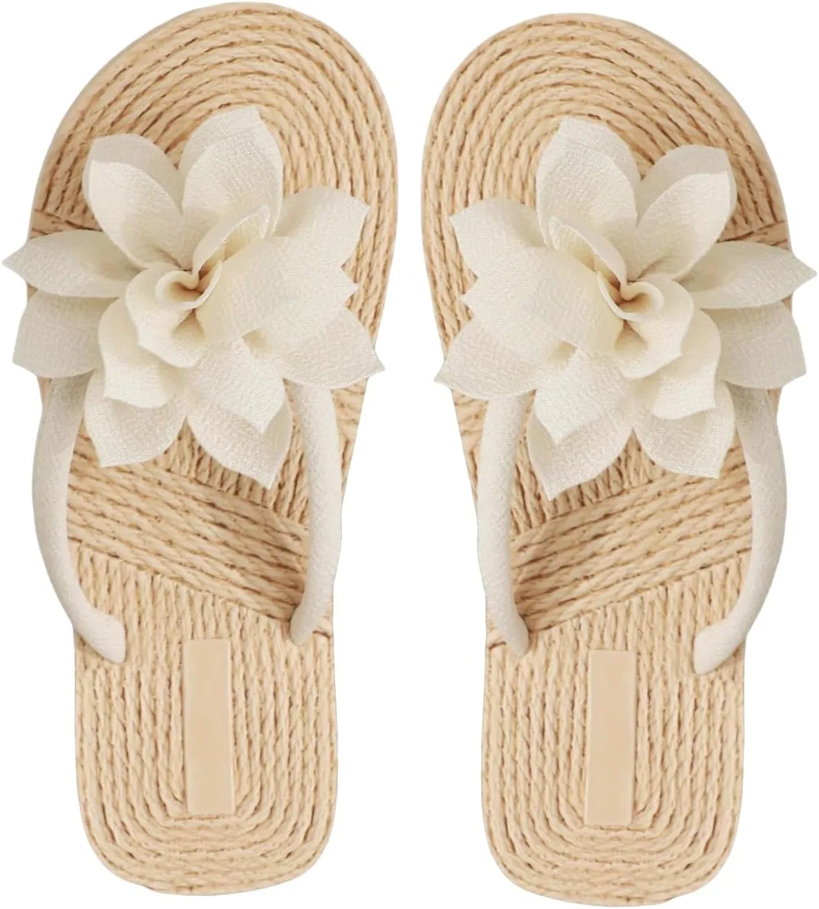 OYOANGLE Women's Applique Decor Open Toe Flip Flop Sandals Casual Outdoor Flat Slippers