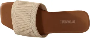 OYOANGLE Women's Single Band Square Open Toe Slide Sandals Summer Slip on Flat Sandals