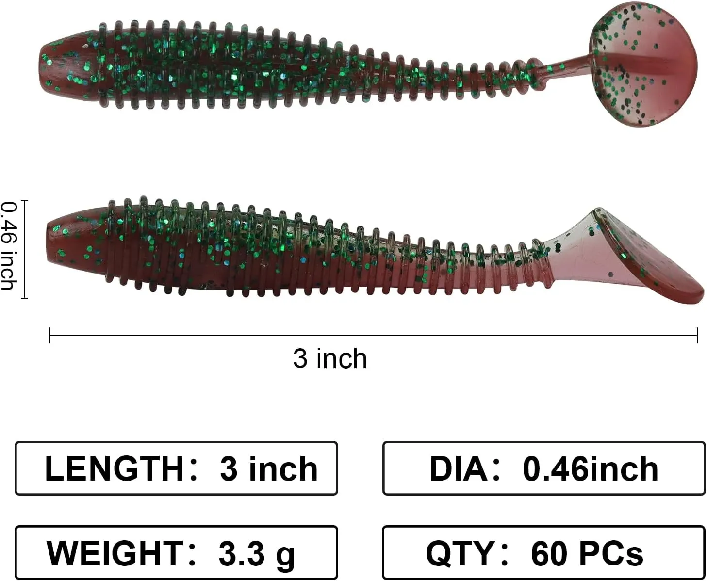 Paddle Tail Swimbaits, 2.5 inch/3inch Soft Lures Fishing Trout Crappie Bass for Freshwater and Saltwater 75PCS/60PCS