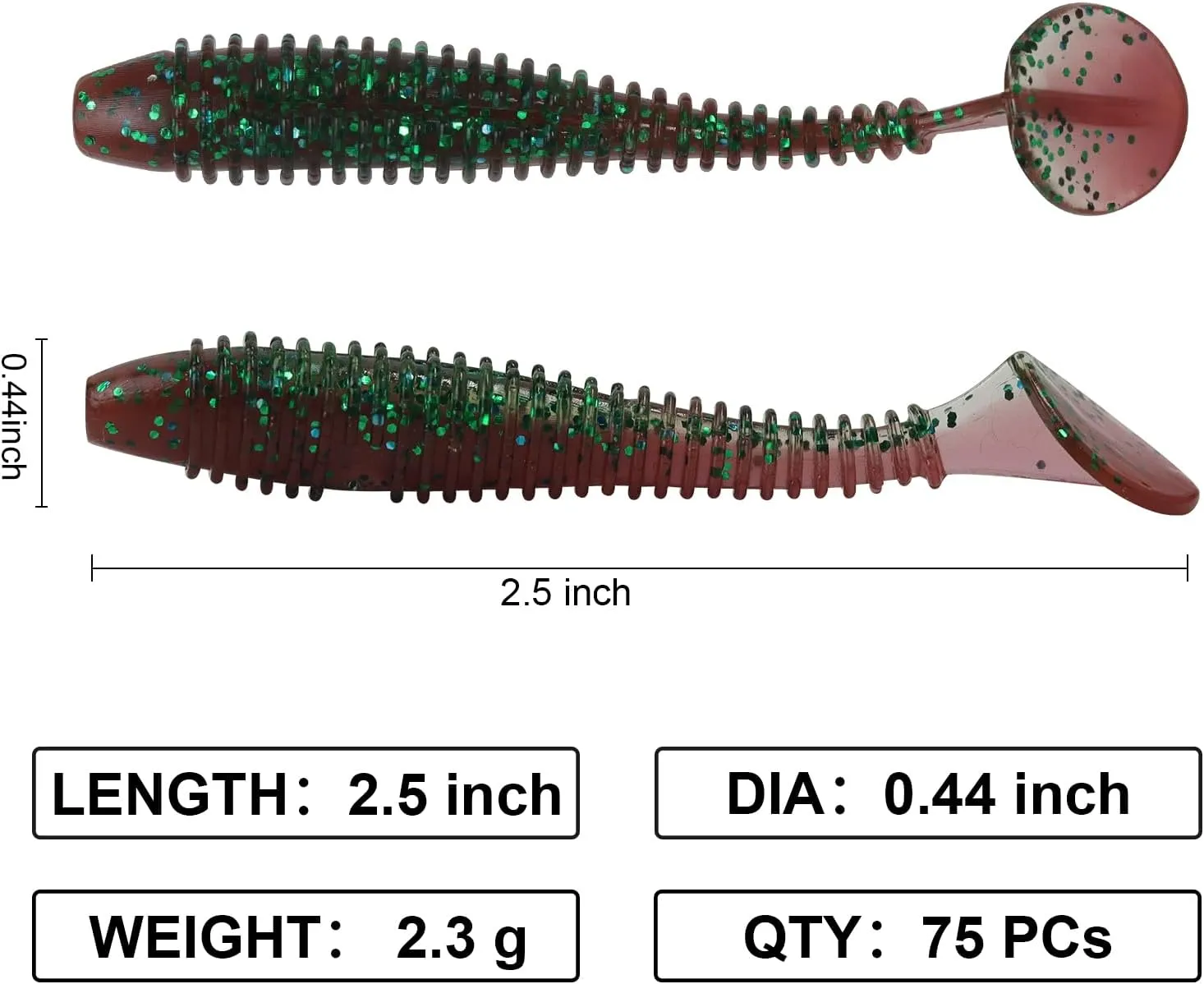 Paddle Tail Swimbaits, 2.5 inch/3inch Soft Lures Fishing Trout Crappie Bass for Freshwater and Saltwater 75PCS/60PCS