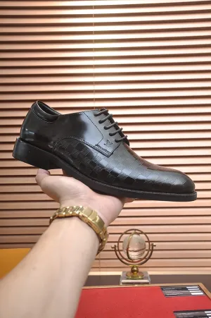 Patterned Leather Black Derby Shoes