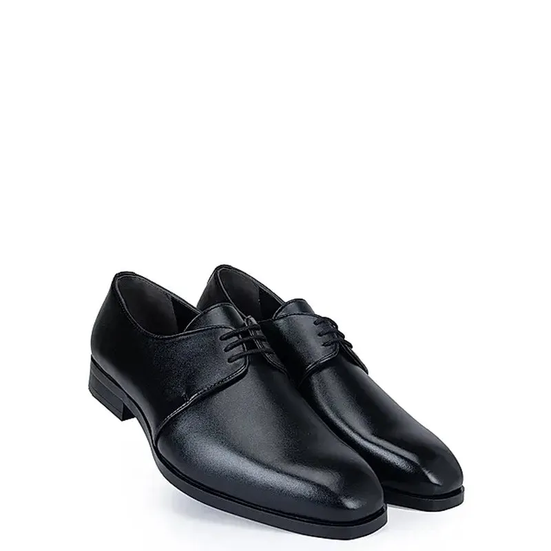 Plain Polished Shiny Leather Derby Shoes