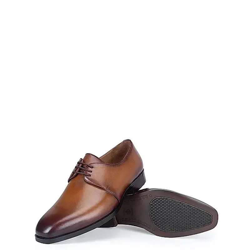 Plain Polished Shiny Leather Derby Shoes