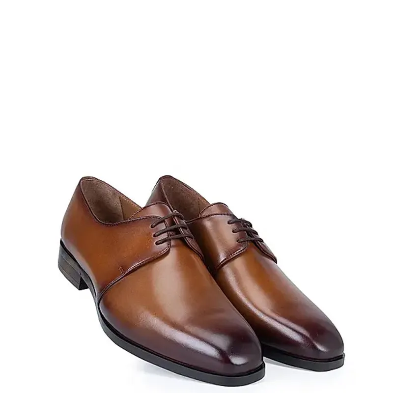Plain Polished Shiny Leather Derby Shoes