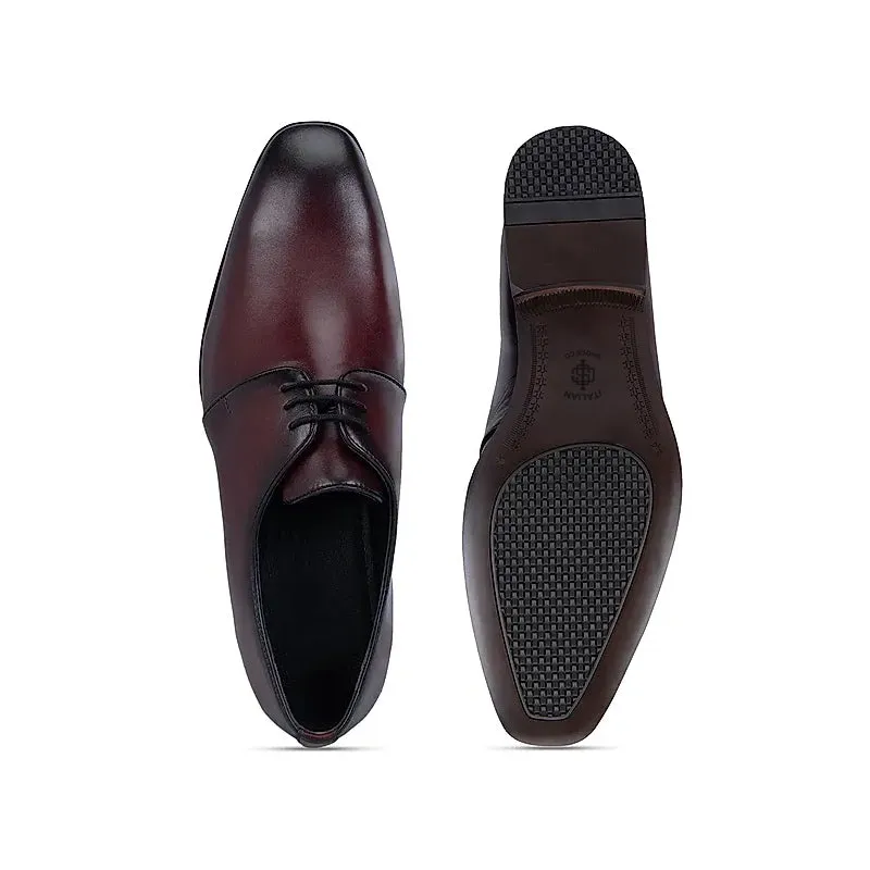 Plain Polished Shiny Leather Derby Shoes