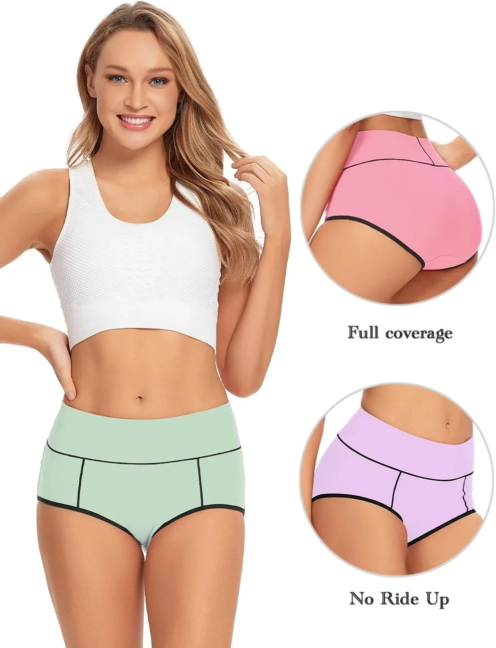 POKARLA Womens Cotton Underwear High Waist Full Coverage Briefs Soft Breathable Postpartum Panties Stretch Underpants