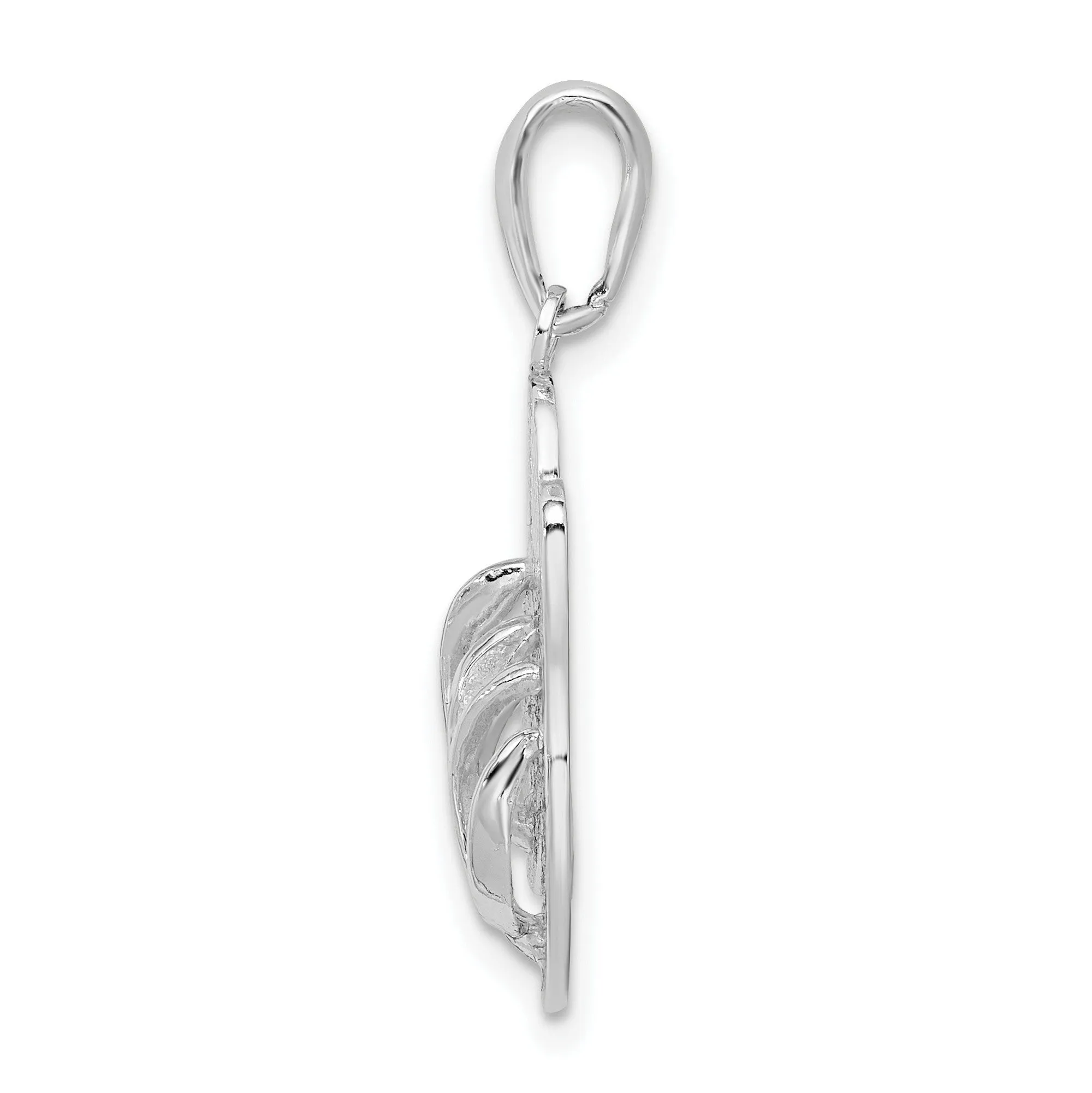 Polished Hilton Head Island Flip Flop Charm Pendant in Real 925 Sterling Silver