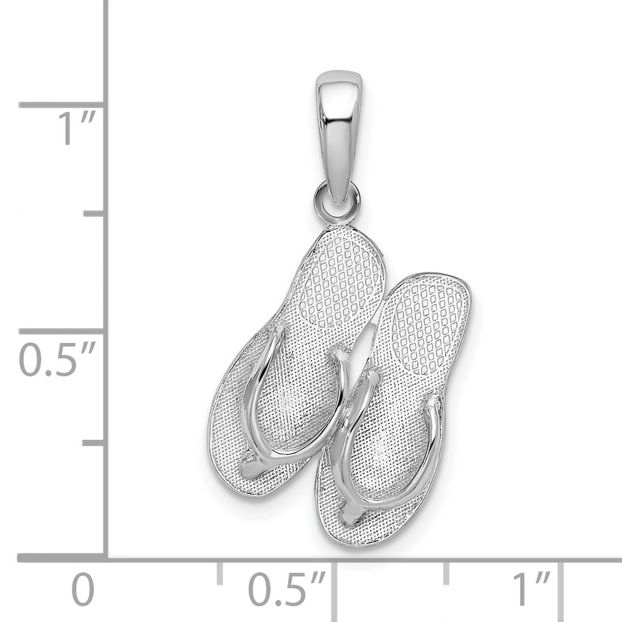 Polished Hilton Head Island Flip Flop Charm Pendant in Real 925 Sterling Silver